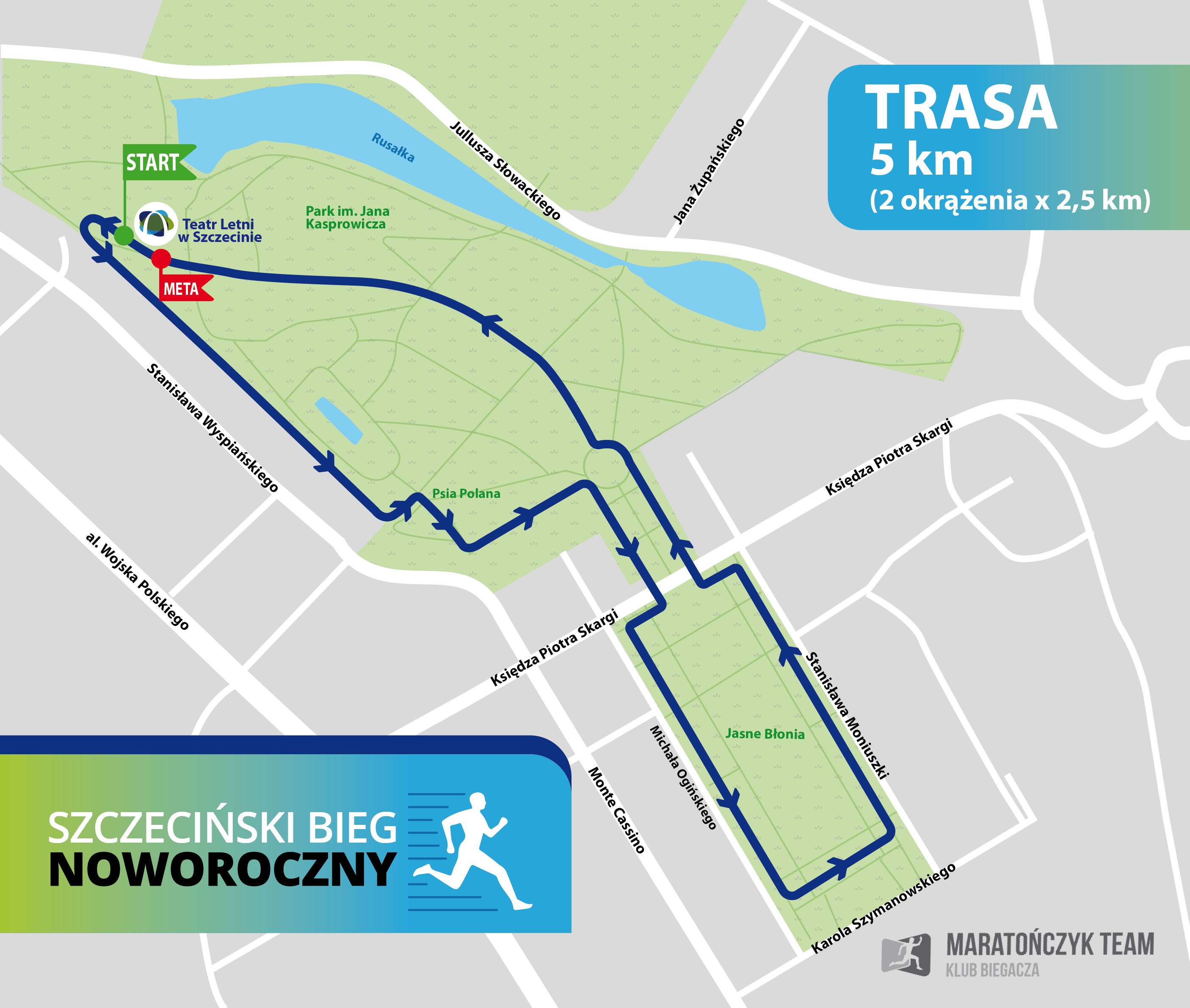 Mapa trasy biegu — Park Kasprowicza i Jasne Błonia